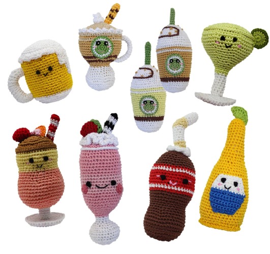 Knit Knacks Organic Cotton Pet, Dog Toy, "Beverages Group" (Choose from 9 different options!) - Mugsy Beer Mug