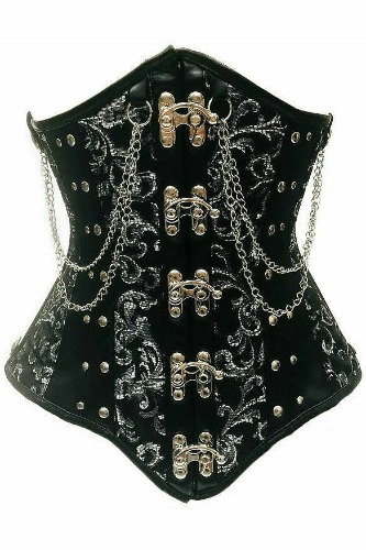 Top Drawer Steel Boned Underbust Corset w/Chains and Clasps - Medium / As Shown