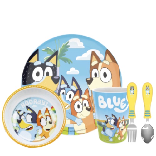 Zak Designs Bluey Kids Dinnerware Set Includes Plate, Bowl, Tumbler and Utensil Tableware, Made of Durable Material and Perfect for Kids (5 Piece Set, Non-BPA) - Dinnerware 5pc Set (Tumbler) Bluey 5pc