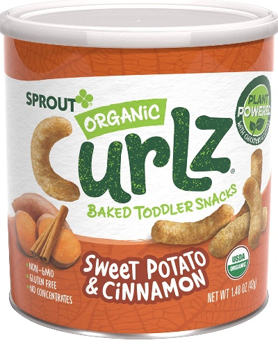 Sprout Organic Curlz Toddler Snacks, Sweet Potato & Cinnamon, 1.48 Oz - 
