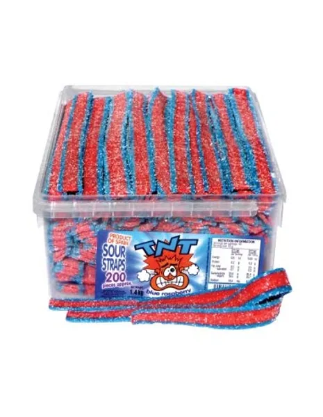 TNT Blue Raspberry Sour Straps, 200 Pieces 1.4kg