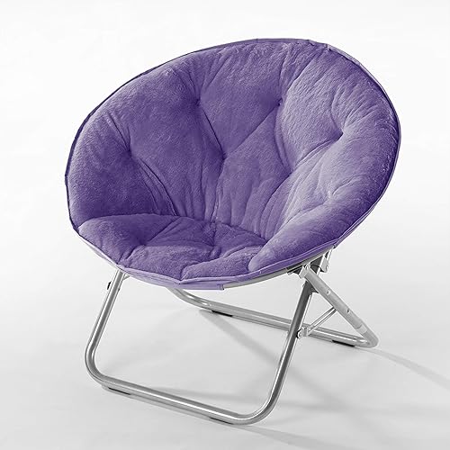 Urban Lifestyle Faux Fur Saucer™ Chair, Purple/Silver 22" D x 32" W x 29" H - Purple