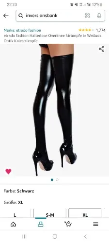 etrado fashion Halterlose Overknee Strümpfe in Wetlook Optik Kniestrümpfe : Amazon.de: Fashion