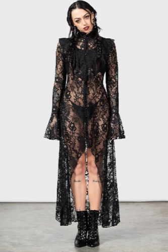 Condolences Maxi Shirt Dress | L / Black / 100% Polyamide