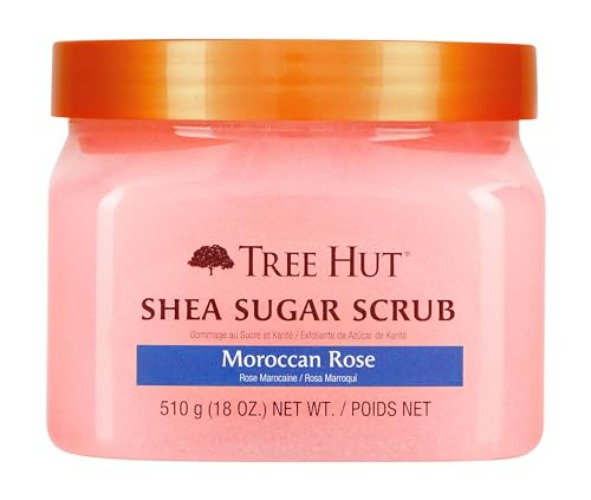 Tree Hut Shea Sugar Scrub Moroccan Rose, 18oz, Ultra Hydrating and Exfoliating Scrub for Nourishing Essential Body Care (Pack of 3) - Skin Exfoliant