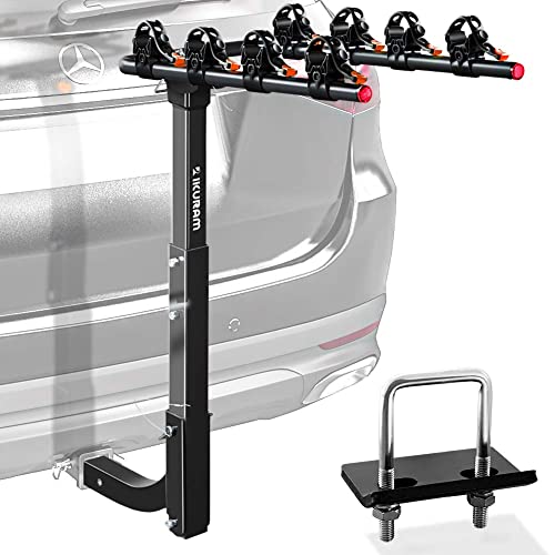 IKURAM R 4 Bike Rack Bicycle Carrier Racks Hitch Mount Double Foldable Rack for Cars, Trucks, SUV's and minivans with a 2" Hitch Receiver - 4-BIKE RACK
