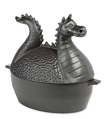 Dragon Wood Stove Steamer| Solid Cast Iron| Matte Black Finish| Rust Resistant| Decorative Functional Alternative to Electric Humidifiers| 2.75 QT Capacity| 12.5 L x 7.5 W x 10.75 H