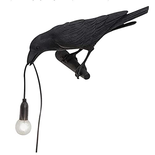 NorDiem Crow Table Lamps Bird Desk Lamp Bedroom Wall Sconce lamp Light Resin Decoration E12 110V LED Bulb (Right Black Wall Lamp) - Right Black Wall Lamp