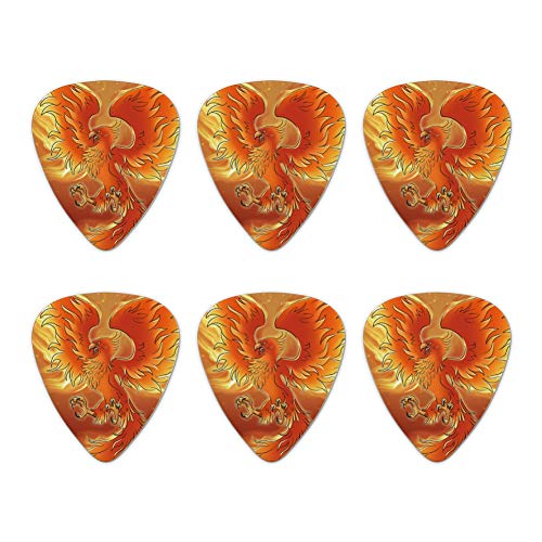 Phoenix Rising from the Flames Novelty Guitar Picks Medium Gauge - Set of 6