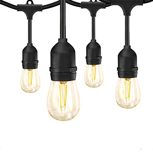Banord Outdoor String Lights, Commercial Grade Patio Lights with 30 2W S14 Dimmable Shatterproof LED Bulbs Outdoor Lights, Heavy Duty Hanging Lights for Outdoor, Waterproof String Lights 96ft (2x48ft) - Black - 96FT