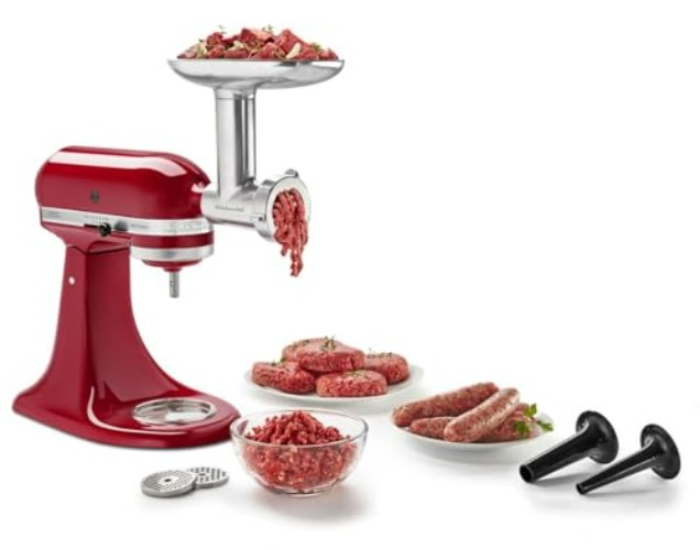 KitchenAid KSMMGA Metal Food Grinder Attachment, Silver - Metal Food Grinder