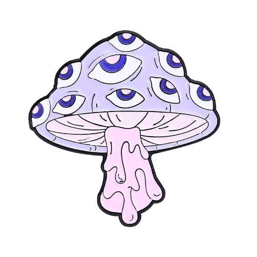 Spooktacular Pastel Goth Enamel Pin Set for Halloween Delight - Mushroom