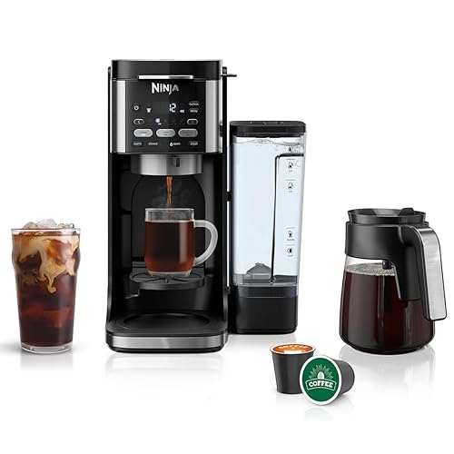 Ninja CFP101 DualBrew Hot & Iced Coffee Maker, Single-Serve, Compatible with K-Cups & 12-Cup Drip Coffee Maker, Black (Renewed) - 12-Cup