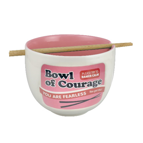 Enesco Our Name is Mud Courage You are Fearless Ramen Noodle Bowl and Chopsticks, 4.25 Inch, Multicolor - 