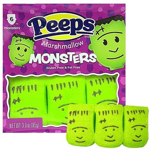 1 Pack (6 Monsters) x Peeps Marshmallow Monsters - Gluten Free & Fat Free Marshmallow Snacks - Great for All