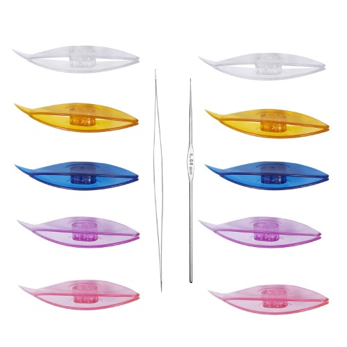 BUTUZE Tatting Shuttle Kit, 10 PCS Plastic Tatting Shuttle with Beading Needles Crochet Hooks Knitting Needles Big Eye Needles Tatting Needles for DIY Hand Lacemaking Craft Tool Weave Yarn Set Sewing
