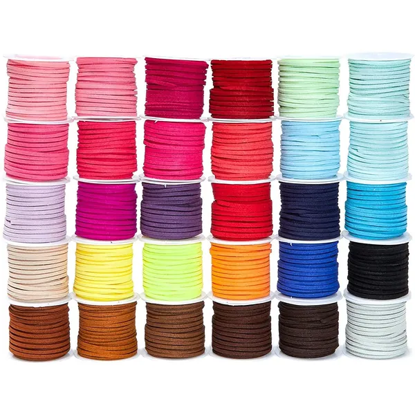 30 Pack Leather Cord Lacing for Jewelry Making, DIY Crafts (5.5 Yards/Spool, 30 Colors) - 