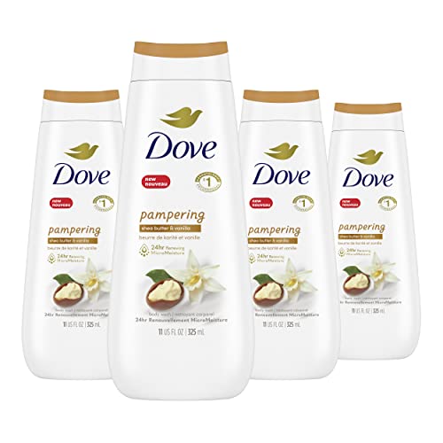 Dove Pampering Body Wash for renewed healthy-looking skin Shea Butter & Vanilla leaves skin soft 325ML, Pack of 4 - Shea Butter Vanilla - 325 ml (Pack of 4)