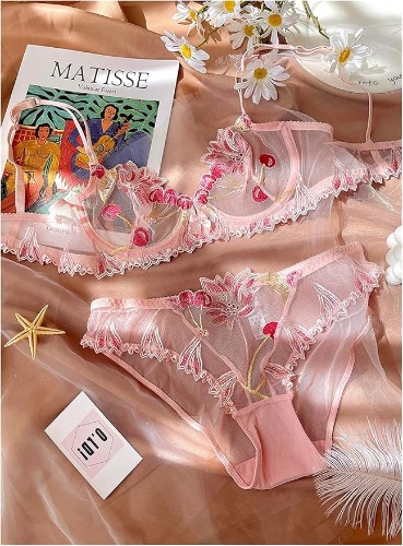 Little Cherry Lingerie Set - Pink / 36B