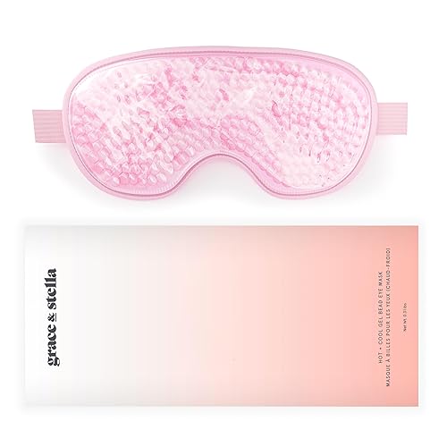 grace & stella Eye Mask - Hot & Cold Gel Bead Eye Mask - Reusable, Microwavable & Freezable Eye Compress Gel Mask with Adjustable Strap - Eye Mask for Puffy & Tired Eyes - Eye Mask