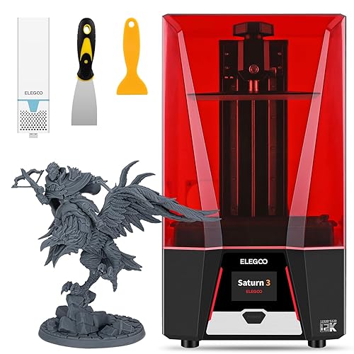 ELEGOO Saturn 3 Resin 3D Printer, Screen Protector and Air Purifier,10-Inch 12K Mono LCD, Large Printing Size of 8.62x4.84x9.84 inches, Desktop Msla 3d Printer for Beginner - Saturn 3