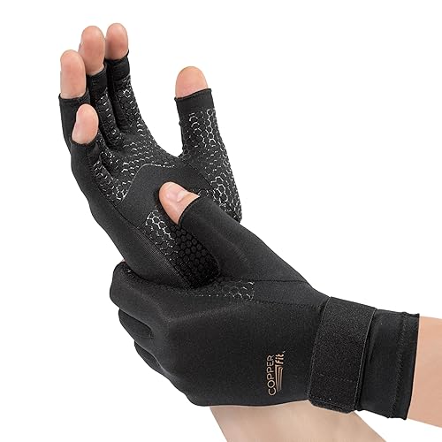 Copper Fit Unisex Hand Relief Compression Gloves - Large/X-Large - Black - 1