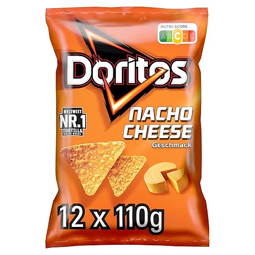 Doritos Nacho Cheese -Tortilla Nachos mit Käse Geschmack - Herzhafter Snack zum Knabbern aus Mais (12 x 110g) - Käse - 110 g (12er Pack)