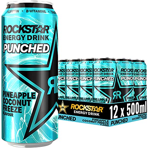 Rockstar Energy Drink Freeze Pineapple & Coconut - Koffeinhaltiges Erfrischungsgetränk für den Energie Kick, EINWEG (12x 500ml)