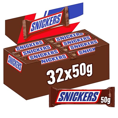 Snickers Schokoriegel, Karamell & Erdnüsse, Vollmilch Schokolade, Großpackung, 32 x 50g - Karamell - 50 g (32er Pack)