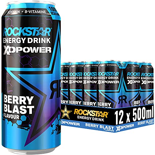 Rockstar XD Power Berry Blast - Koffeinhaltiges Erfrischungsgetränk für den Energie Kick, EINWEG (12x 500ml)