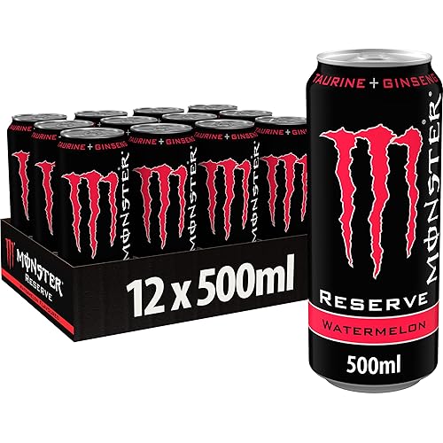 Monster Energy Reserve Watermelon - koffeinhaltiger Energy Drink mit Wassermelonen-Geschmack - in praktischen Einweg Dosen (12 x 500 ml) - Wassermelone - 500 ml (12er Pack)