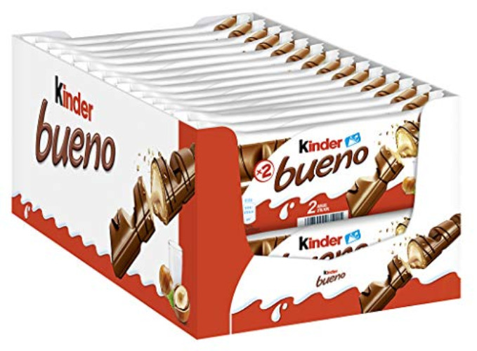Ferrero kinder bueno – Schokoriegel mit Milch-Haselnuss-Creme – 30 Packungen mit je 2 Einzelriegeln (30 x 43 g) - kinder bueno - 43 g (2er Pack)