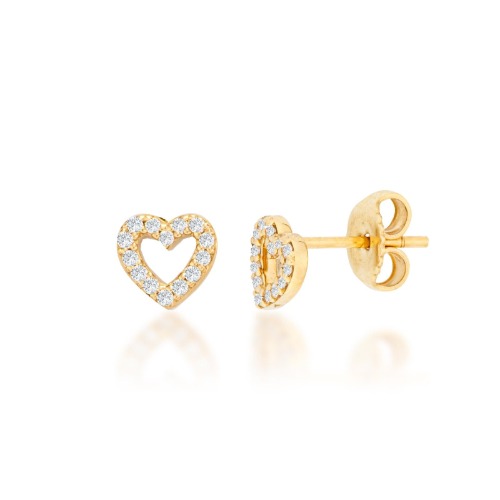 Pave Heart Earrings - 14K Rose Gold / Full Pair