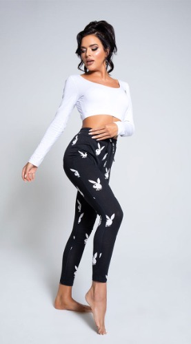 Playboy Celebrity Lounge Pant Set | Black/White / Small/Medium