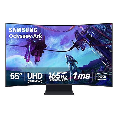SAMSUNG 55" Odyssey Ark 2nd Gen 4K UHD 1000R Curved Gaming Monitor, 165Hz, 1ms, 4 Input Multi View, Quantum Mini-LED, AMD FreeSync Premium Pro, HDR 10+, Height Adjustable Screen, LS55CG970NNXGO, 2023 - Ark 2nd Gen. - Enhanced Multiview