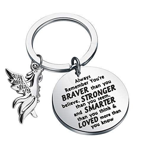 BAUNA Phoenix Keychain Rising Phoenix Bird Pendant You’re Braver Than You Believe - Phoenix Keychain