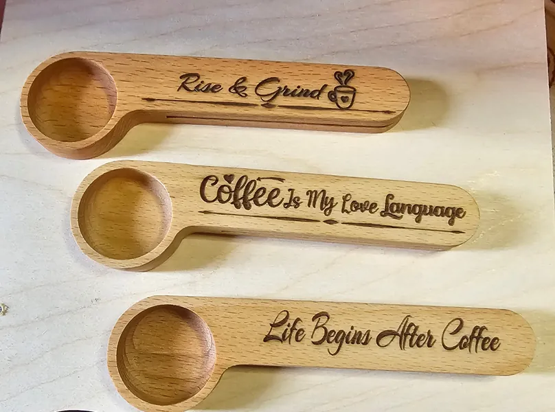 Funny Engraved Wooden Coffee Scoop with Bag Clip Sayings 2 in1 Measuring Spoon Coffee Lover Gift Anniversary, Valentines Housewarming