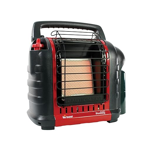 Mr. Heater Portable Buddy Heater MH9BX 4,000-9,000 BTU Indoor-Safe Propane Radiant Heater For Campers, Workshops, Job Sites, Patios & More - Red, Black - Red - Heater