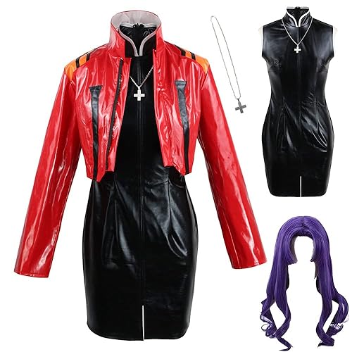 AIUKAKP Misato Katsuragi Cosplay Dress Costume Cospaly Misato Outfit Red Uniform Jumpsuit for Women Halloween - Misato Katsuragi - 3X-Large