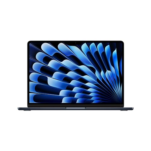 Apple 2024 13" MacBook Air Laptop mit M3 Chip: 13,6" Liquid Retina Display, 16 GB gemeinsamer Arbeitsspeicher, 512 GB SSD Speicher, beleuchtete Tastatur, 1080p FaceTime HD Kamera, Mitternacht - 16 GB - 512 GB - Mitternacht