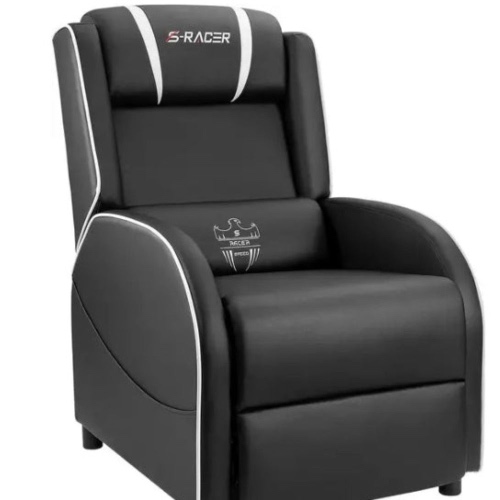 Reclining Gaming Massage Chair with Lumber Support - White