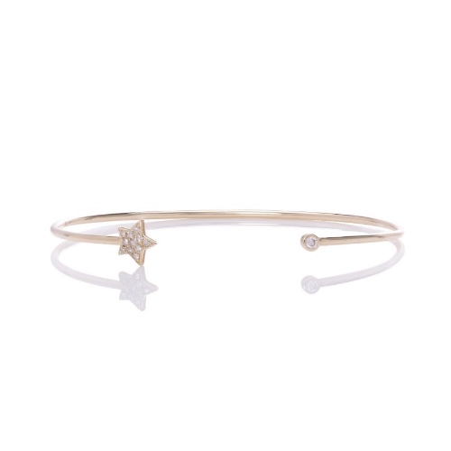 Moon and Star Cuff Bracelet - 14K White Gold