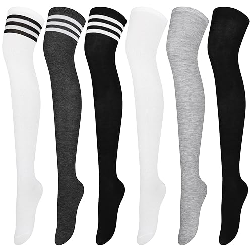 ANECO Women's Thigh High Socks - One Size - Mixed Color A