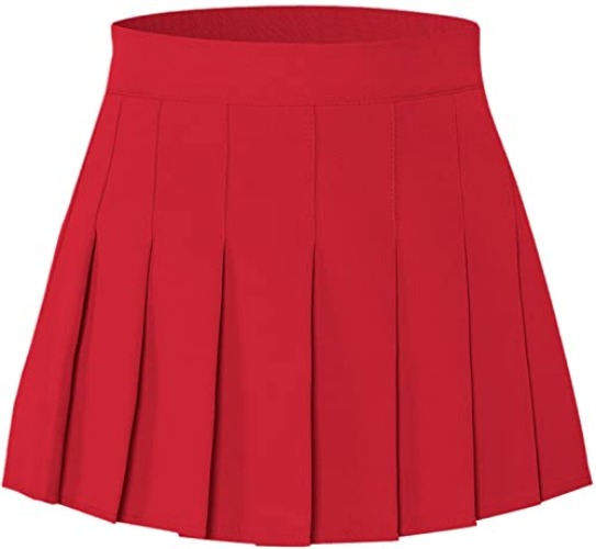 Cromoncent Girls Womens Pleated Skirt School Uniform Mini Skirts, 2Years - 4XL - 4X-Large - Red