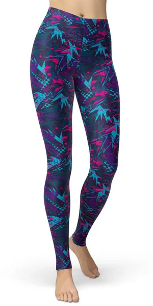 sissycos Women's 80s Leggings Artistic Splash Printed Buttery Soft Stretchy Pants