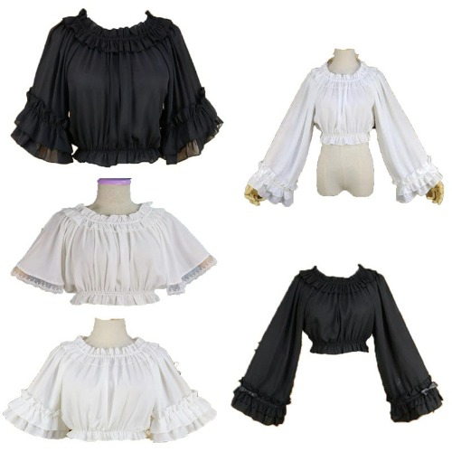 7.09US $ 20% OFF|Women Medieval Shirt White Lolita Vintage Victorian Renaissance Steampunk Gothic Blouse Ladies Short Design Party Lace Tops - Cosplay Costumes - AliExpress