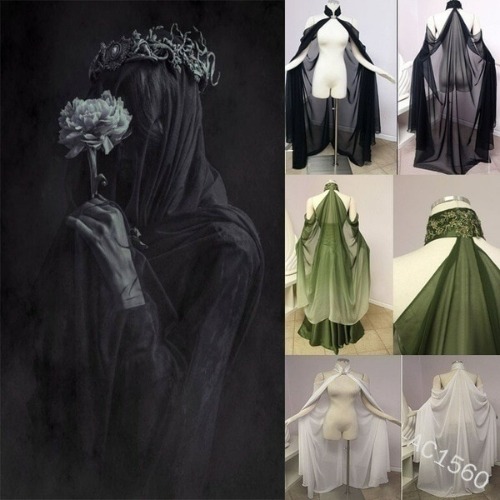 7.55US $ 29% OFF|Adult Women Medieval Gothic Fairy Elf Maxi Floored Wedding Fancy Cosplay Costume Robe Halter Stand-up Collar Off-shoulder Cloak - Cosplay Costumes - AliExpress