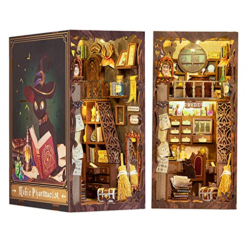 Cutefun Book Nook Miniatur Puppenhaus Kit,DIY Bücherecke Puppenhaus Bibliothek Bücherregaleinsatz Kit with LED Light Magic Pharmacist (SZ05) - A Magic Pharmacist