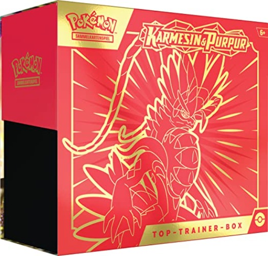 Pokémon-Sammelkartenspiel: Top-Trainer-Box Karmesin & Purpur (Koraidon) (9 Boosterpacks & Premium-Zubehör) - 9 Boosterpacks & Premium-Zubehör - Koraidon - Single