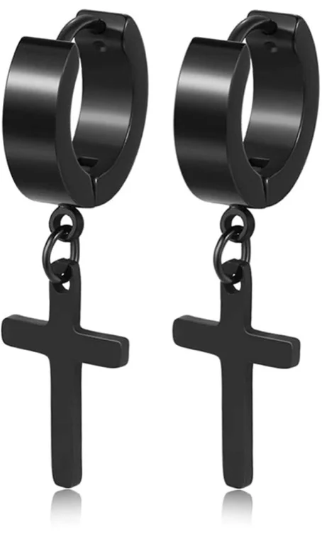 Black cross earrings